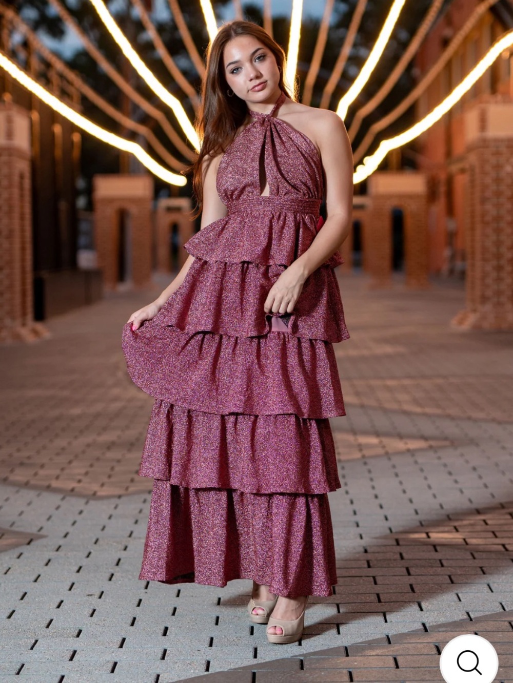 Buddy Love Tiered Halter Maxi Dress in Dusty Rose